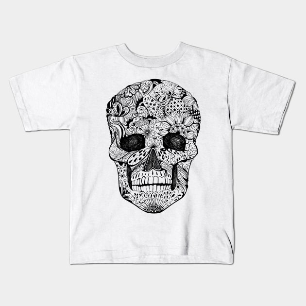 Floral skull Kids T-Shirt by katerinamk